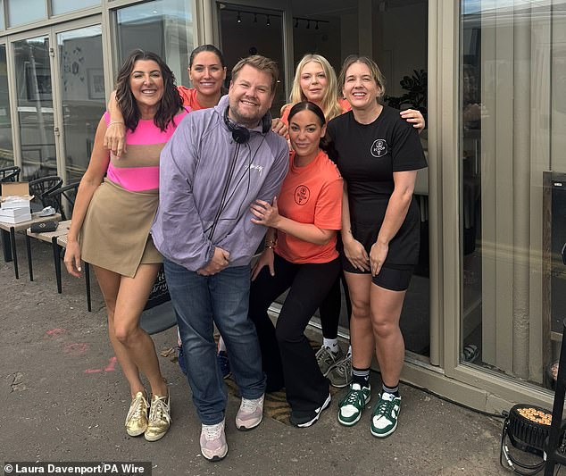 Gavin And Stacey star James Corden posed with fans on Barry Island on Tuesday during filming of the sitcom's final episode