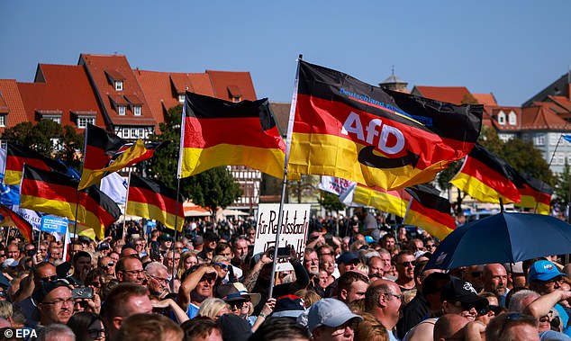 The far-right political party Alternative für Deutschland (AfD) is the first of its kind to win a victory in the country since World War II (file photo, August 31)