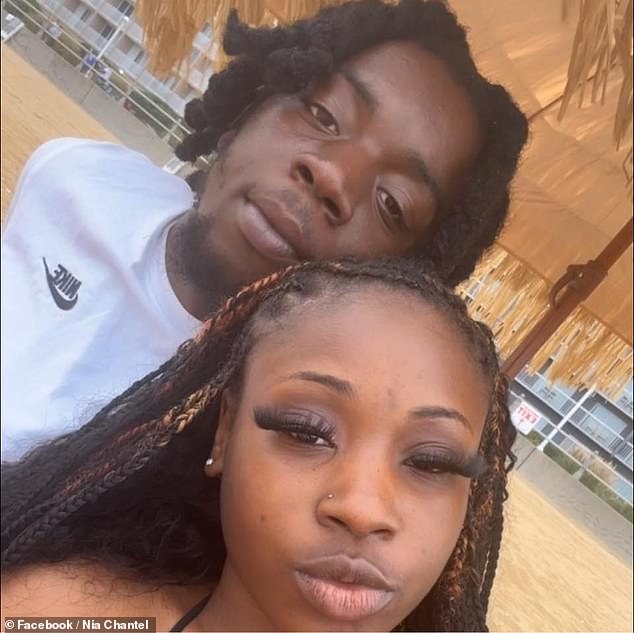 Jezavion 'Jigga' Moody, 21, committed suicide on Tuesday in front of his shocked girlfriend Nia Chantel, 20, (pictured together)