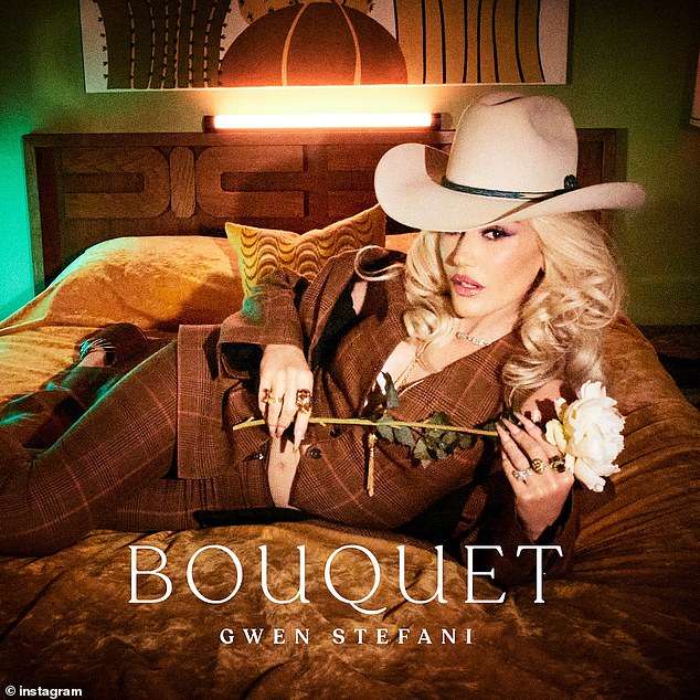 Gwen Stefani announced a new album titled Bouquet on Wednesday. The 54-year-old blonde bombshell was seen in a cowgirl hat and a three-piece plaid suit as she lay on a bed, suggesting her new songs will have a country flair.