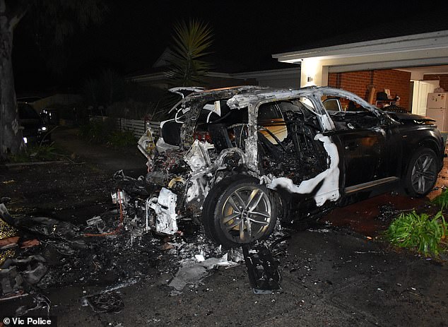 Police have recovered this burnt-out wreckage, believed to have been used in the alleged murder