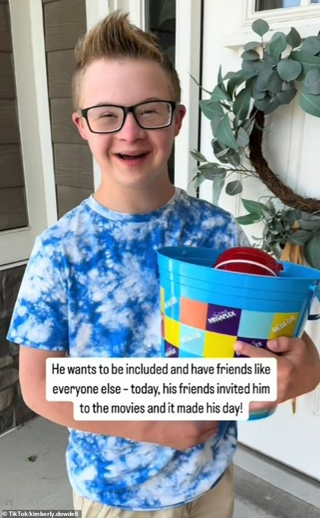 The clip shows a shy but excited Jack, 13, waiting on his porch for his friends