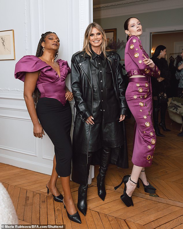 Heidi Klum was photographed at the Siriano preview in Paris on Tuesday