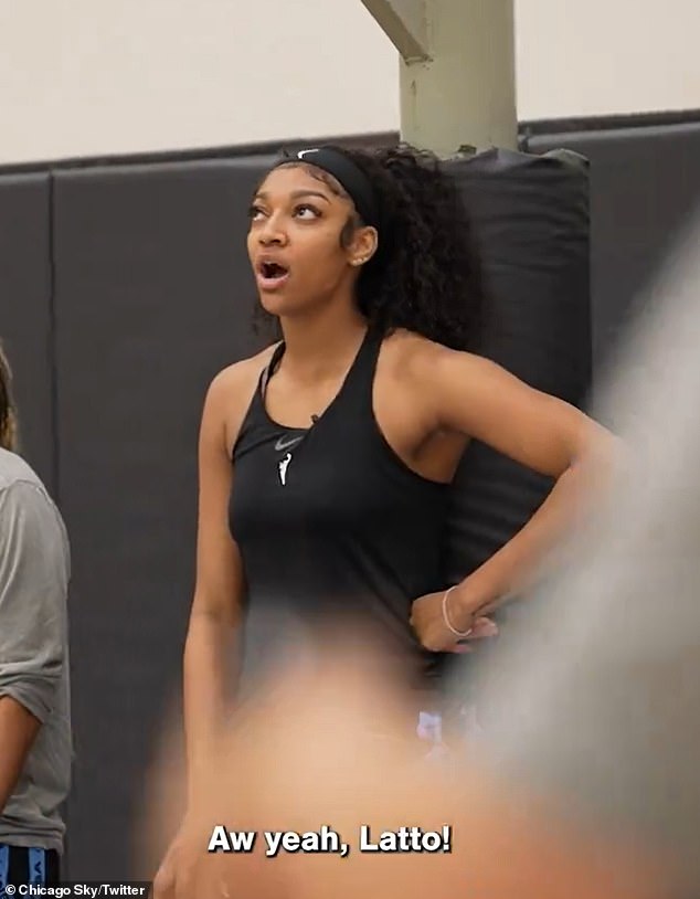 A video of Angel Reese with a microphone during the Chicago Sky practice goes viral on social media