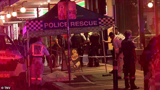 The man was stabbed outside Guzman Y Gomez in Marrickville on Monday evening