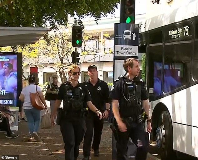 A 60-year-old bus security guard was stabbed in the hip at a Gold Coast shopping centre