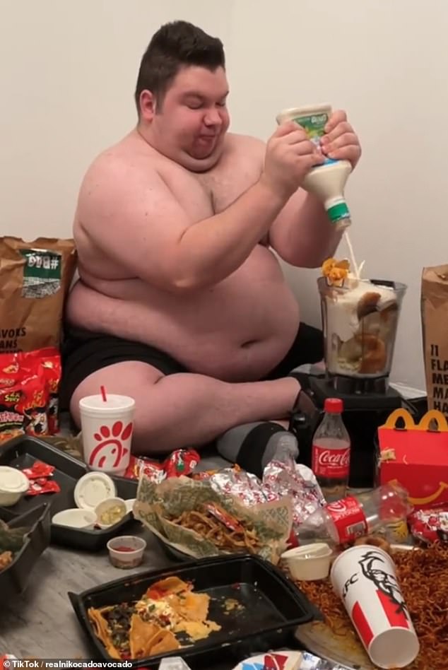 Pictured: YouTuber Nikocado Avocado — whose real name is Nicolas Perry — before his drastic 250-pound weight loss