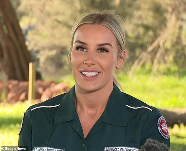 Tegan (pictured), the St John Ambulance triple-0 dispatcher, taught Mr Edwards and Lachlan how to perform life-saving CPR on Mrs Edwards.