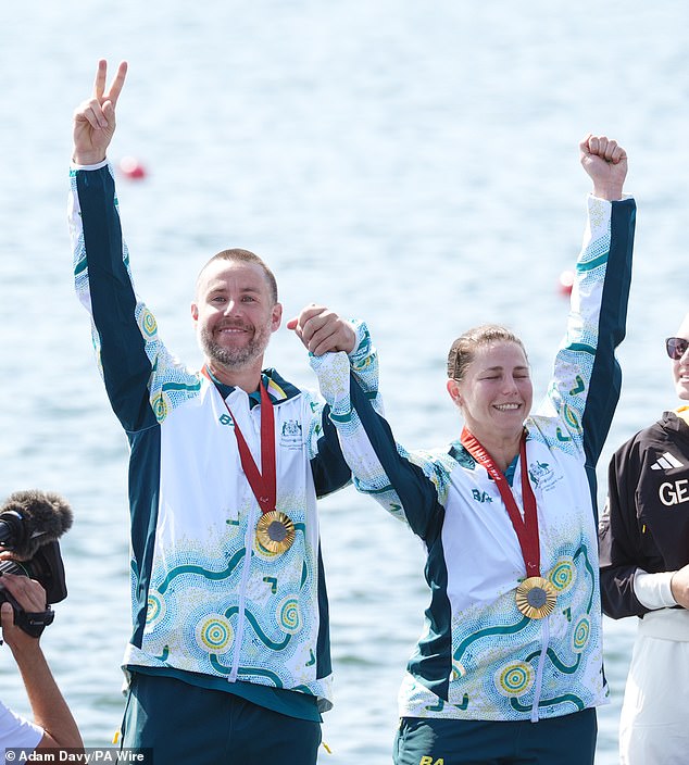 Nikki Ayers and Jed Altschwager won rowing gold in the PR3 mixed double sculls