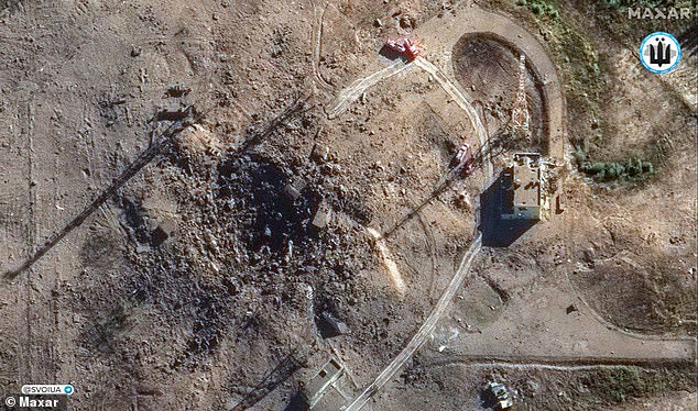 AFTER: Satellite images show the devastation left by the explosion, which partially destroyed an observation building near the launch site, suggesting there may have been casualties among rocket scientists