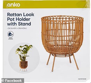 The rattan style pot holder costs $22 at Kmart