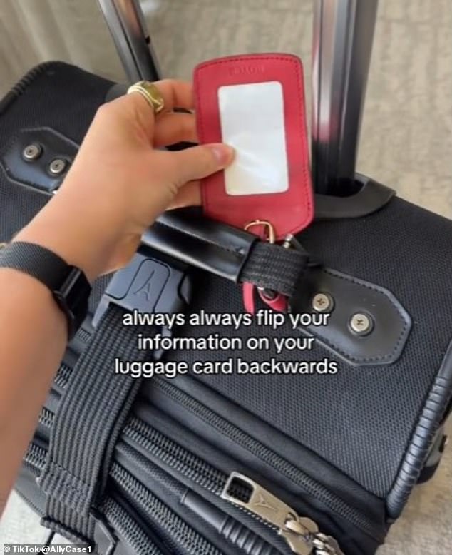 She pointed out that people who use luggage tags leave their personal information in plain sight, and suggested turning them over to stay safe.