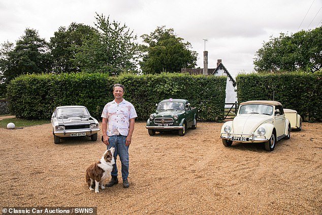 Jamie Oliver has auctioned three of his beloved vintage motorcycles, including a Ford Capri, a VW Beetle and a Fiat