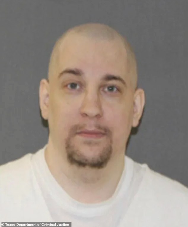 Travis Mullis, 38, pictured above in the most recent photo of him available through the Texas Department of Criminal Justice