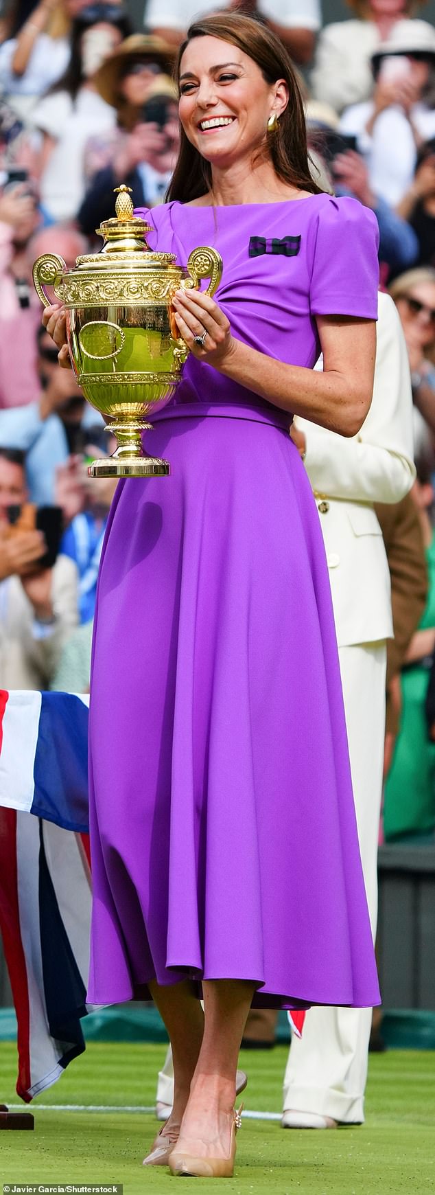 In her second public appearance, the mother of three visited Wimbledon and presented the trophy to Carlos Alcaraz in July