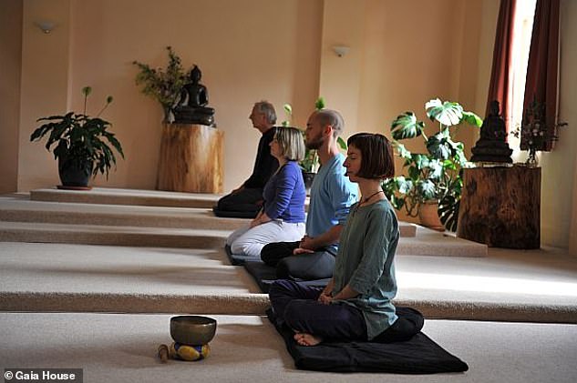 During retreats, guests participate in seated meditation at 6:45 a.m. every day, Caroline reveals. She says: 'There is a meditation room with a Buddha and Burmese gong, and there is a feeling of love everywhere'