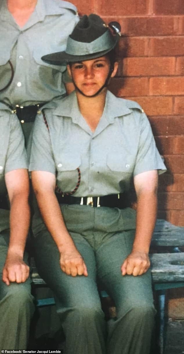 Jacqui Lambie suffered a serious spinal injury during a training exercise while in the army (pictured)