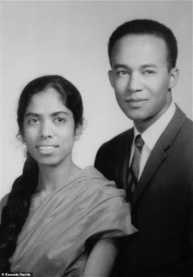 Harris was born to Shyamala Gopalan, an Indian cancer researcher, and Donald Harris, a black economics professor from Jamaica (pictured together in the 1960s)