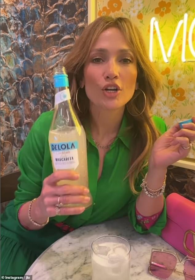 Here Jenny was seen on Wednesday drinking a cocktail from her brand Delola