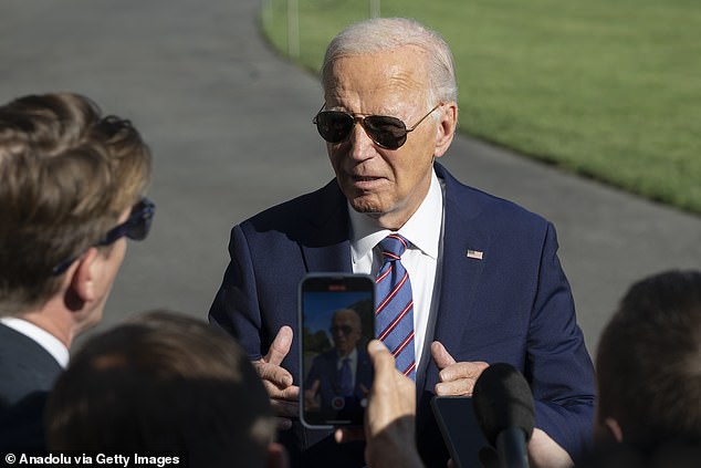 President Biden speaks to the press before departing the White House for New York in Washington DC on September 10, 2024