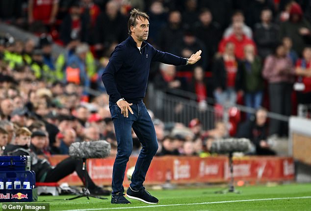 West Ham manager Julen Lopetegui had to use crutches after injuring himself in the dugout against Liverpool