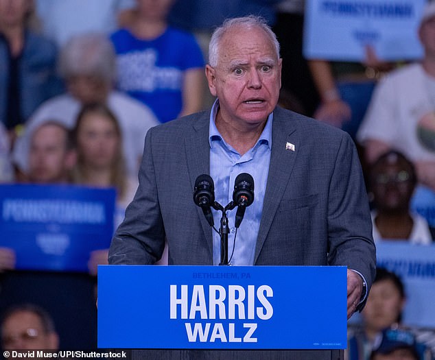 Minnesota Governor Tim Walz was ridiculed on right-wing Twitter for appearing to campaign for new leadership in the White House by telling a rally in Pennsylvania, 'We can't afford another four years of this'