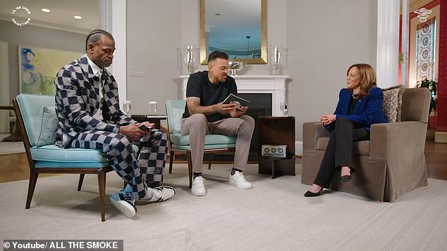 Vice President Kamala Harris appears on the 'All the Smoke' podcast with hosts and former NBA players Stephen Jackson and Matt Barnes, where they discussed basketball and her family, racial identity and certain policies in a friendly interview setting