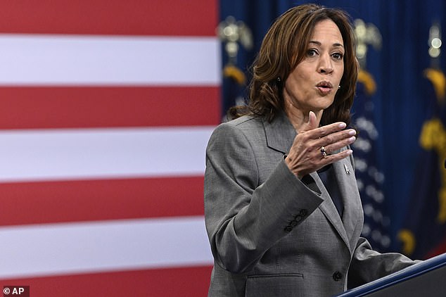 Kamala Harris (pictured in March) will take on Trump head-to-head on Tuesday, September 10