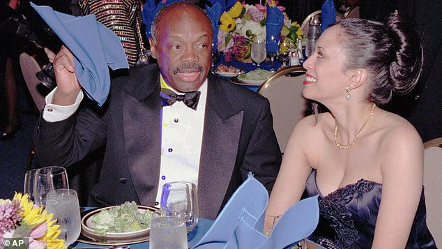 Willie Brown and Kamala Harris at a dinner in April 1995