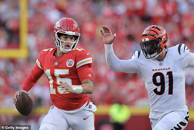 Patrick Mahomes was tackled twice by Trey Hendrickson in the Chiefs' last game