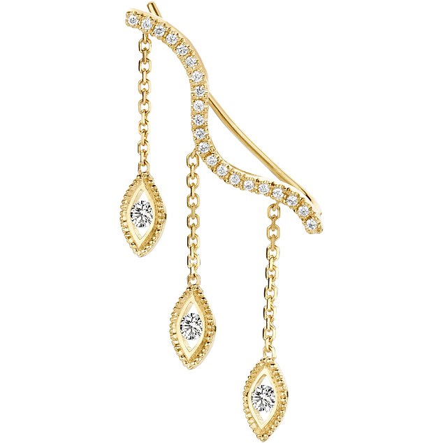 Kimai's £630 'Felicity' crawler earrings feature lab-grown diamonds set in recycled 18k yellow gold