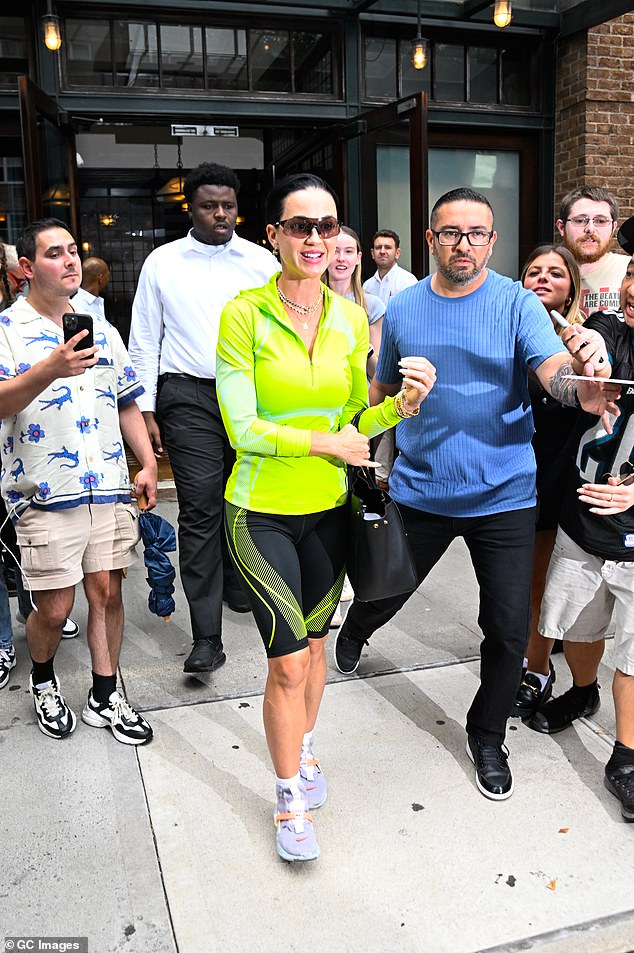 Katy Perry rocked another dazzlingly bright and sporty look this weekend