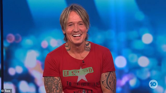 Keith Urban (pictured) blushed when asked if he had seen his wife Nicole Kidman's new erotic thriller Babygirl