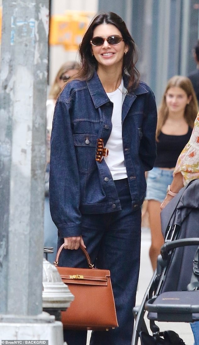 Kendall Jenner showed off her casual style in an all-denim look while exploring New York City on Saturday