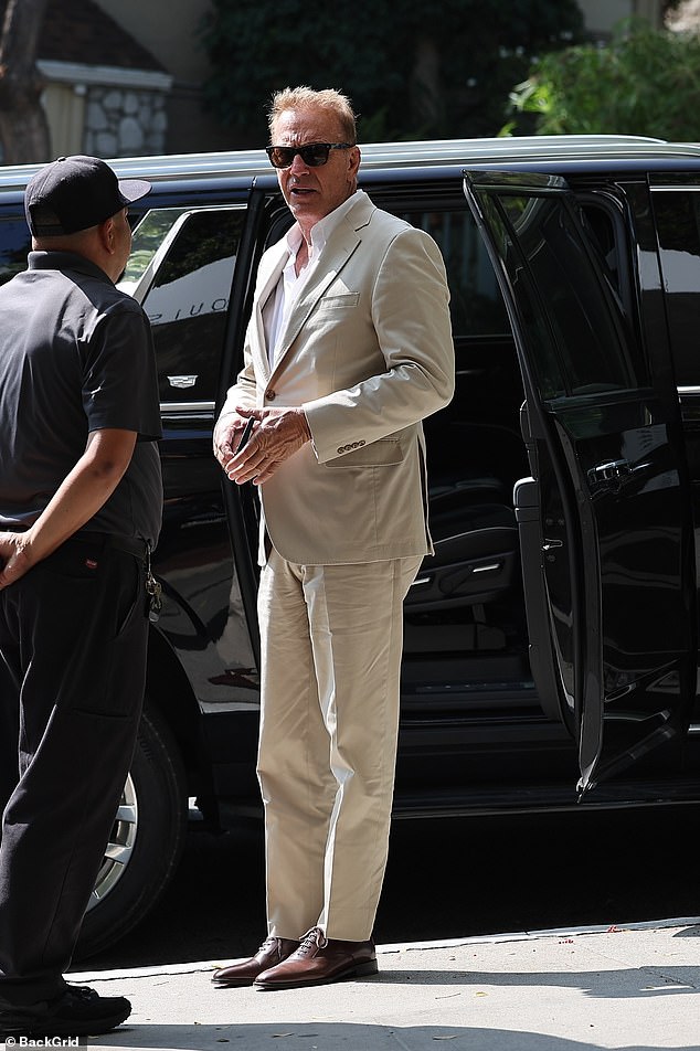 Kevin Costner showed off his fashion sense when he was spotted at a Los Angeles hotel mid-week