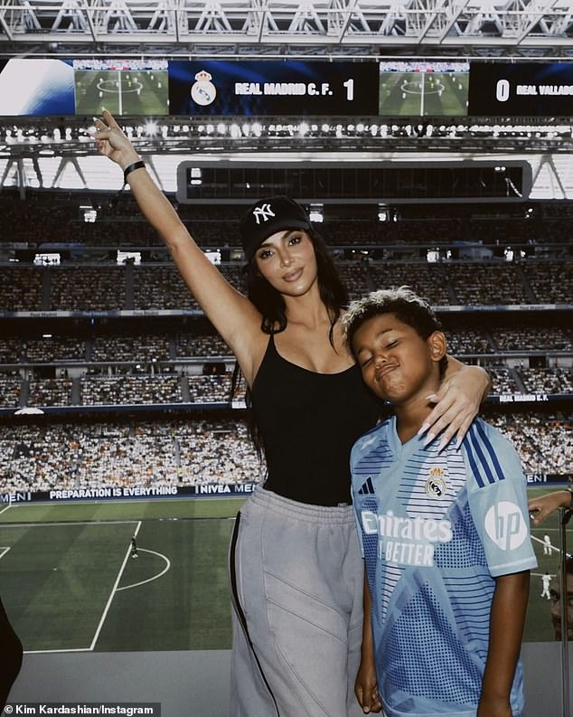 Kim Kardashian recently enjoyed a soccer game with her son, Saint West, and called herself a 'Madrid soccer mom' as she shared snaps from their trip to Spain