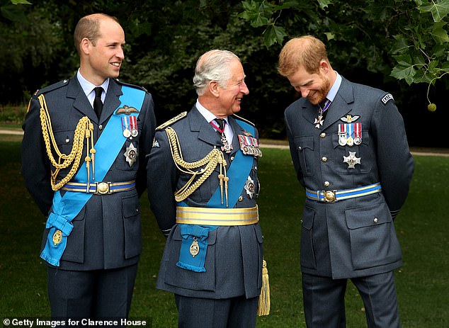 Prince Harry, Prince William and King Charles photographed together in July 2018