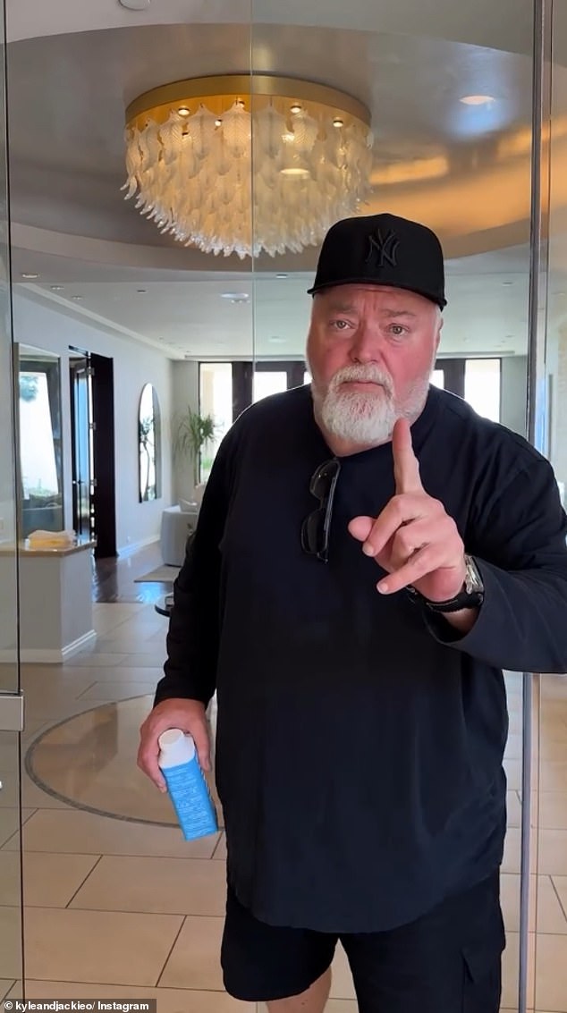 Kyle Sandilands, 53, (pictured) showed off his $5 million Los Angeles mansion on Thursday as he gave fans a virtual tour of the sprawling Beverley Hills estate