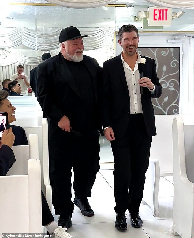 A Kyle and Jackie O star has married their partner of five years on live TV. Pictured: Kyle Sandilands and Brooklyn Ross