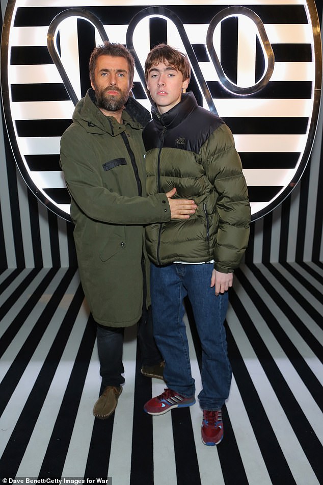 Liam Gallagher's son Gene, 23, will support Oasis on their sold-out tour after the feuding brothers (father and son pictured in February 2018) reunited