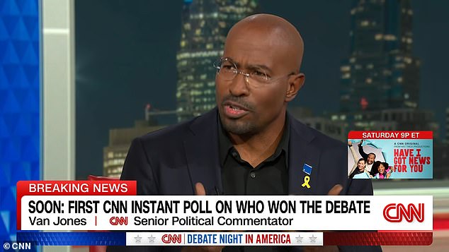 Liberal CNN pundit Van Jones raved about Kamala Harris' debate against Donald Trump in Philadelphia on Tuesday, while anti-Trump Republican Chris Christie also praised the vice president