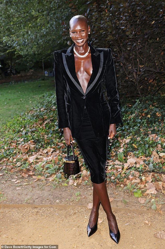 Meanwhile, Adot Gak stole the show as she looked incredible as she went braless in a plunging black blazer