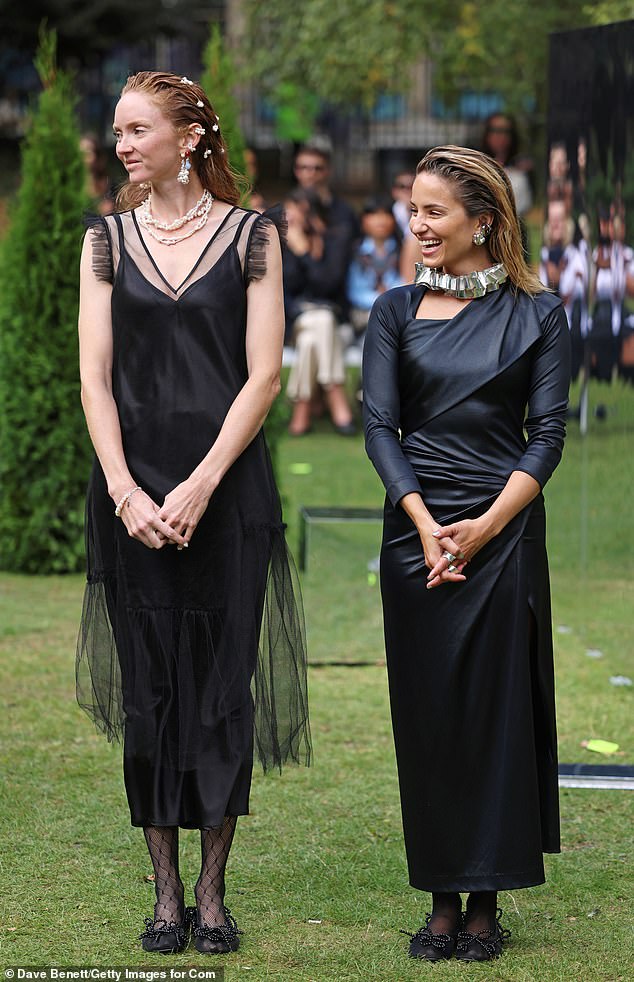 Lily Cole dazzled in a slip dress while Dianna Agron wore a navy dress as they graced the Completedworks runway during London Fashion Week on Friday