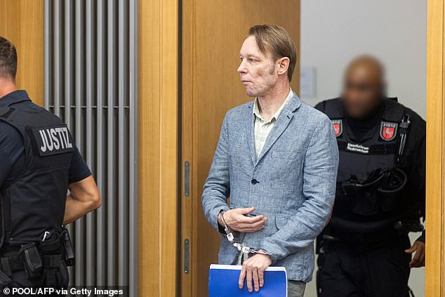 Suspect Christian Brueckner arrives for a hearing of his trial at the court in Braunschweig, northern Germany, on September 5, 2024