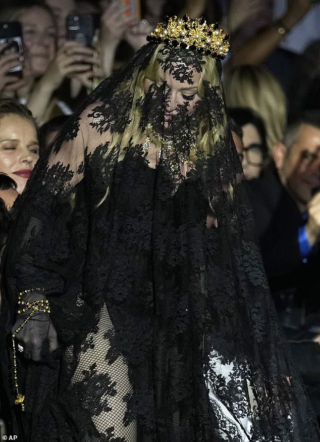 Madonna turned heads as she arrived at the Dolce & Gabbana show during Milan Fashion Week on Saturday