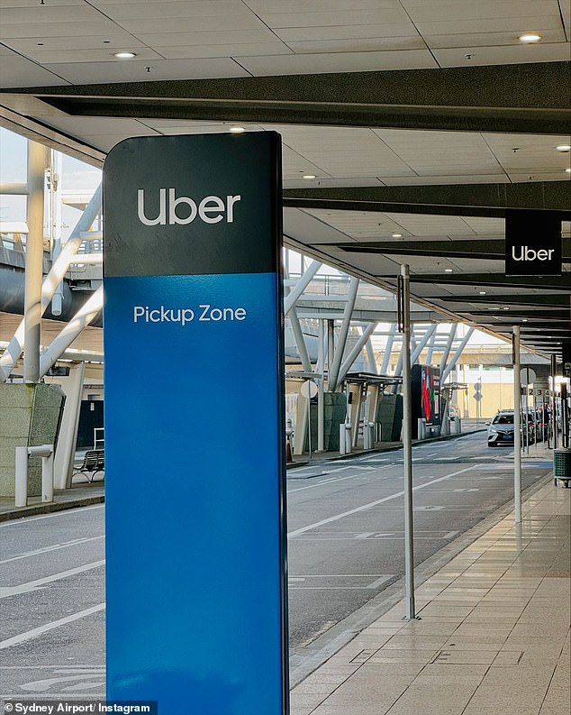 Chaos has reportedly broken out at Sydney International Airport after Uber changed the way passengers book a car with the taxi giant (pick-up zone pictured here)