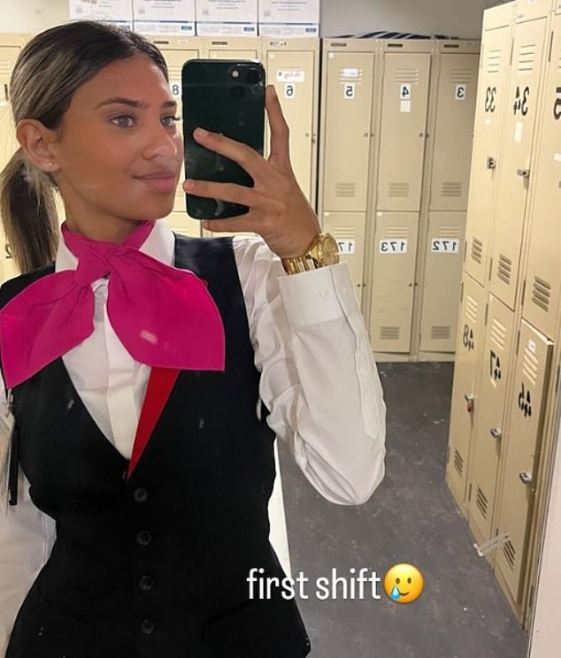 Ryli Johnson has landed her 'dream job' at Qantas (pictured) after being named 'Australia's most beautiful girl' when a photo of her in a nightclub went viral