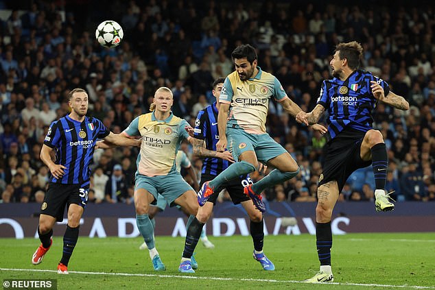 Ilkay Gundogan wasted two late chances for Manchester City to claim victory against Inter