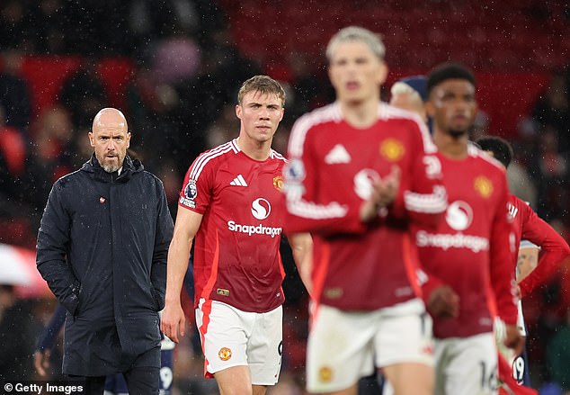 Erik ten Hag (left) oversaw another disappointing defeat as Man United were defeated by Spurs on Sunday