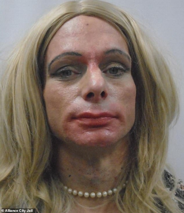 Man in blonde wig makeup and pearls is accused of